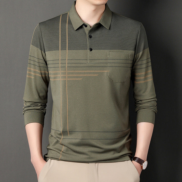 Trendy long sleeve polo shirt for men with an attractive striped pattern and a comfortable fit Lune London