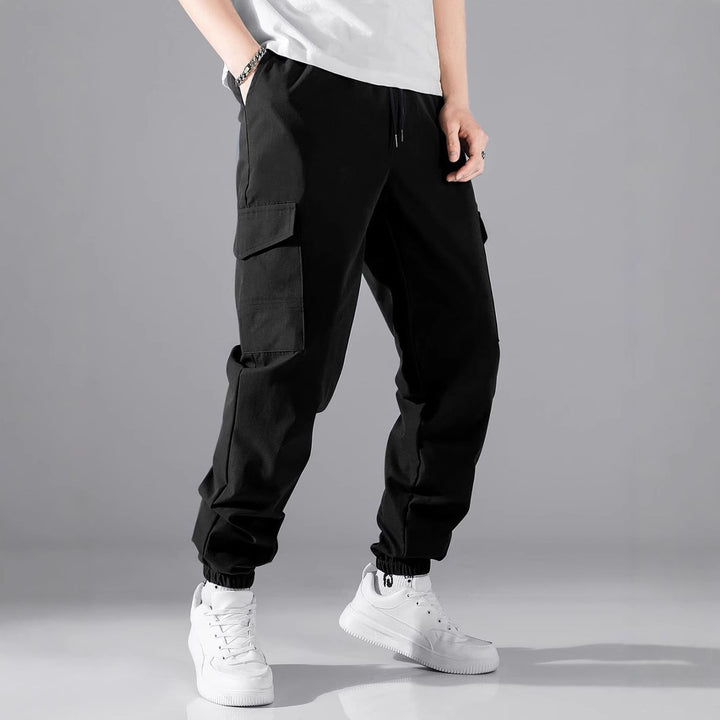 Men's cargo jogger pants with elastic waistband and side pockets Lune London