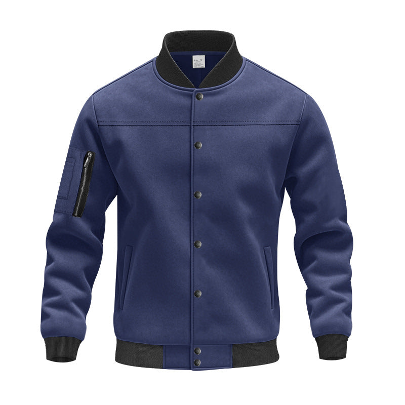 Trendy university jacket for men with practical zippered pockets and elastic cuffs Lune London