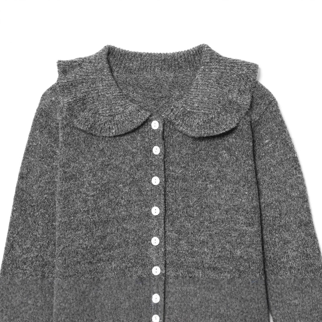 Knitted jacket for women with a large collar and button placket Lune London