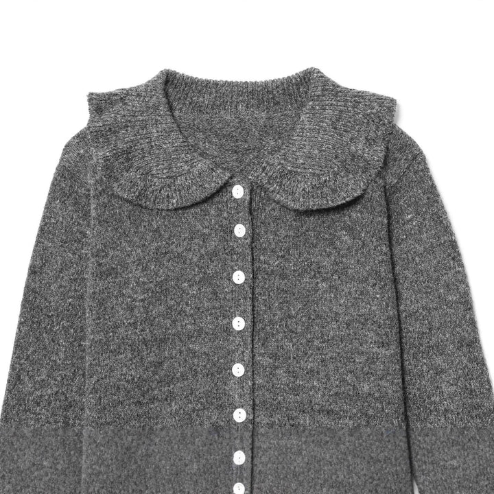 Knitted jacket for women with a large collar and button placket Lune London