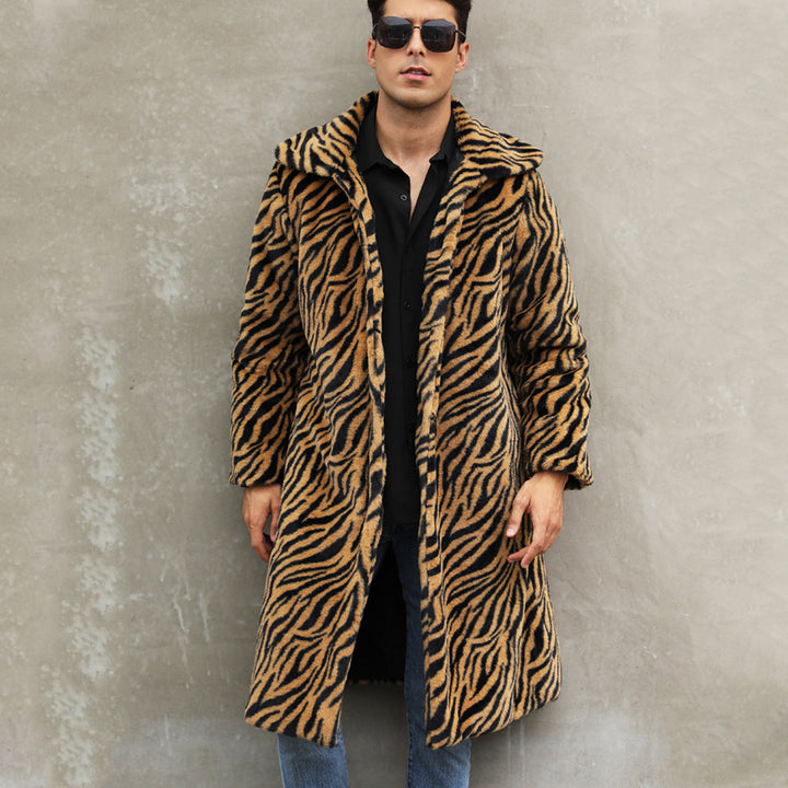 Men's tiger stripe faux fur coat Lune London