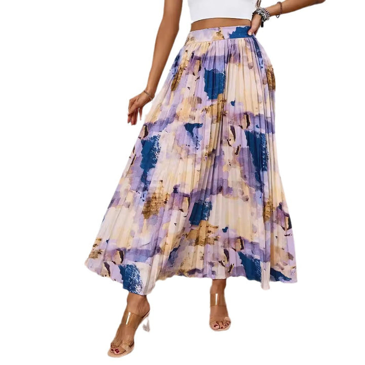 Jupe maxi pour femmes avec détails plissés et design floral Chic & Stil