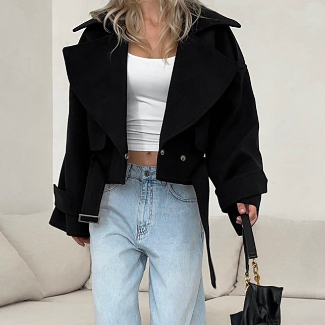 Oversized chiffon jacket for women with double collar Lune London
