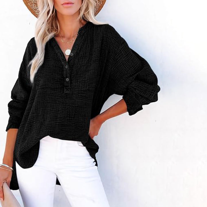 Femme Chemise oversize décontractée avec patte de boutonnage Chic und Stil