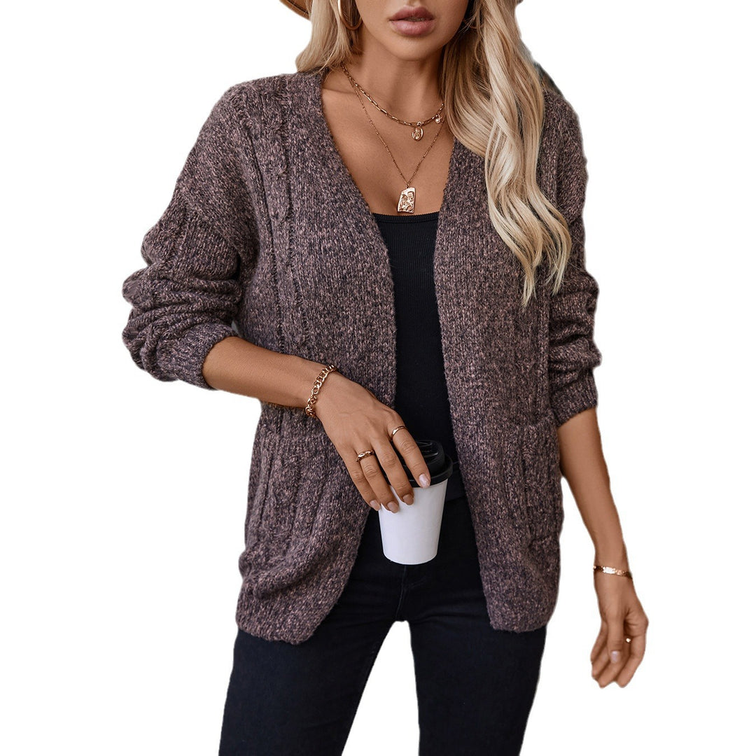 Knitted jacket for women with cable pattern and pockets Lune London