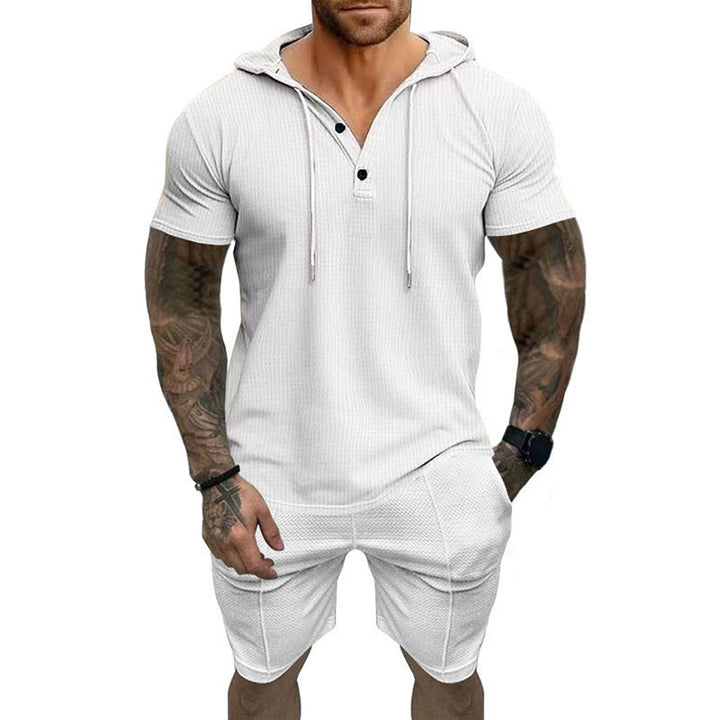 Men's stylish short sleeve shirt with hood and textured surface Lune London