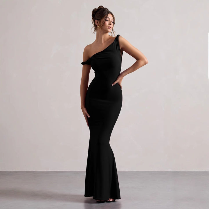 Ladies Elegant Maxi Dress with One Shoulder Lune London