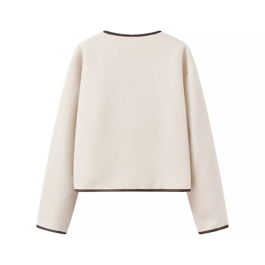 Short cozy jacket for women with decorative drawstring Lune London