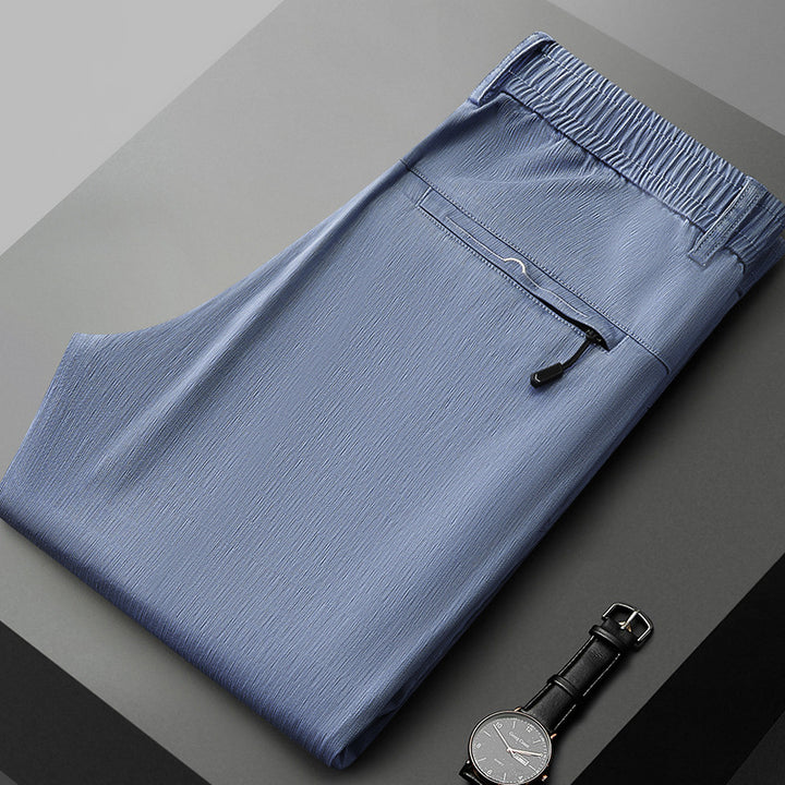 Pantalon stretch confortable pour hommes avec ceinture élastique et poches zippées latérales Lune London