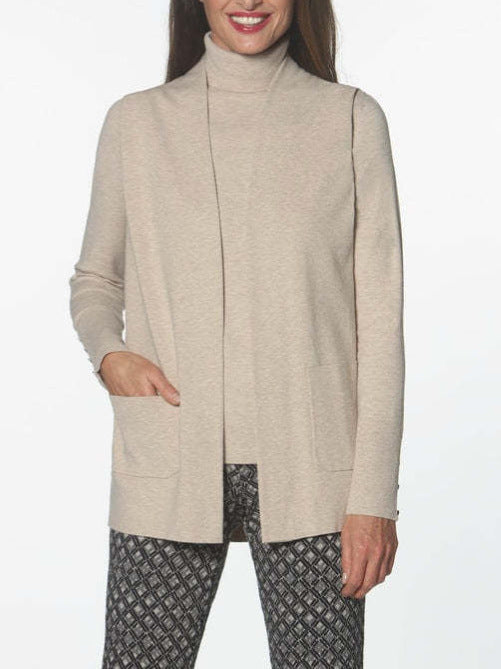 Trendy knit jacket for women with rolled collar and pockets Lune London