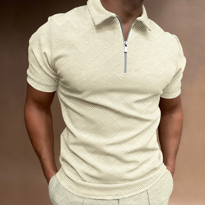 Men's Short Sleeve Polo with Structured Zip Lune London