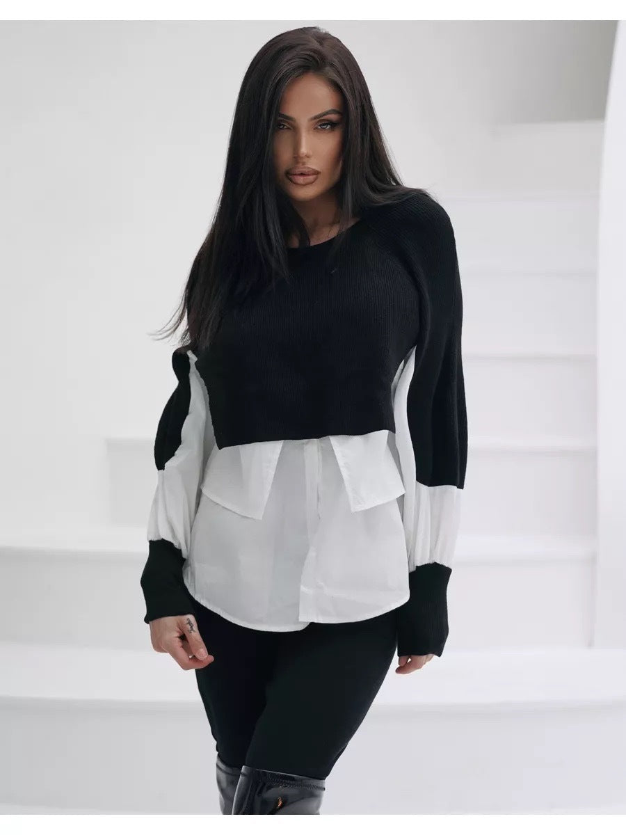 Trendy women's cropped sweater with innovative layering details Lune London