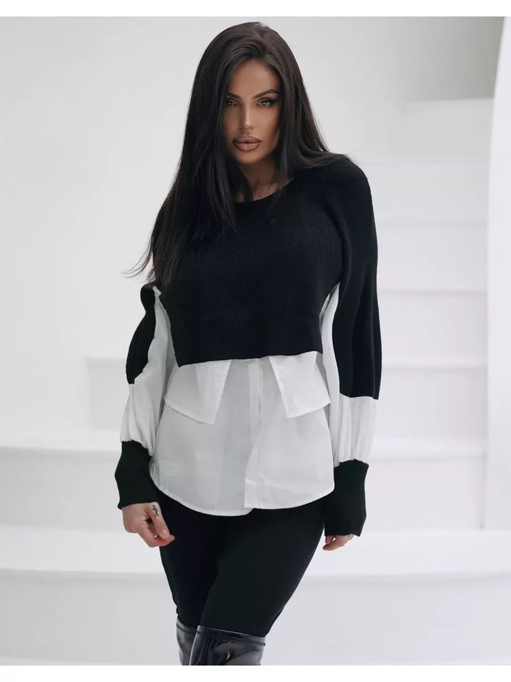 Trendy women's cropped sweater with innovative layering details Lune London