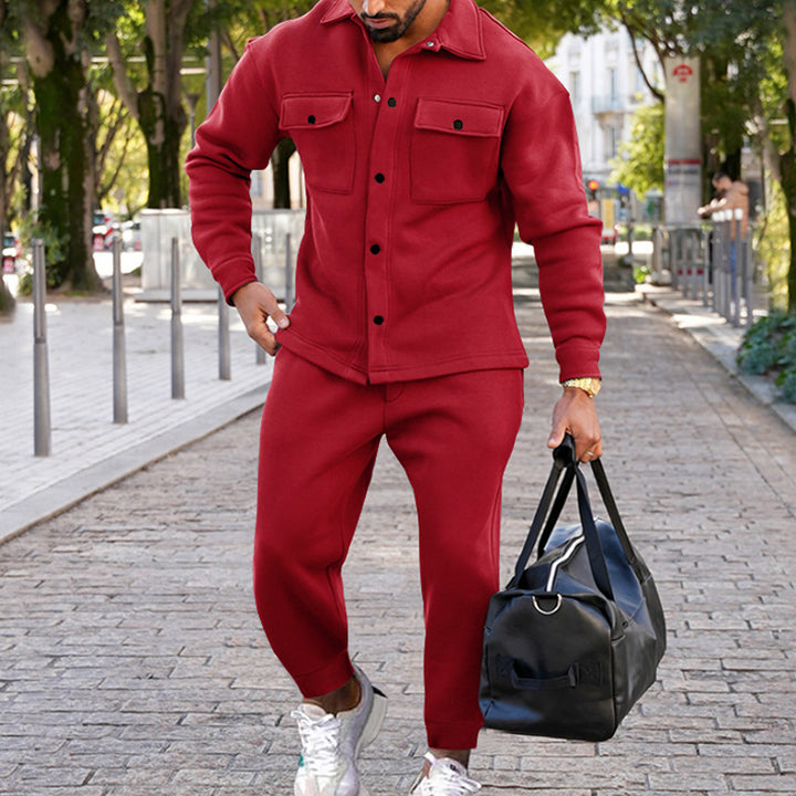 Trendy leisure suit for men with practical pockets and high collar Lune London