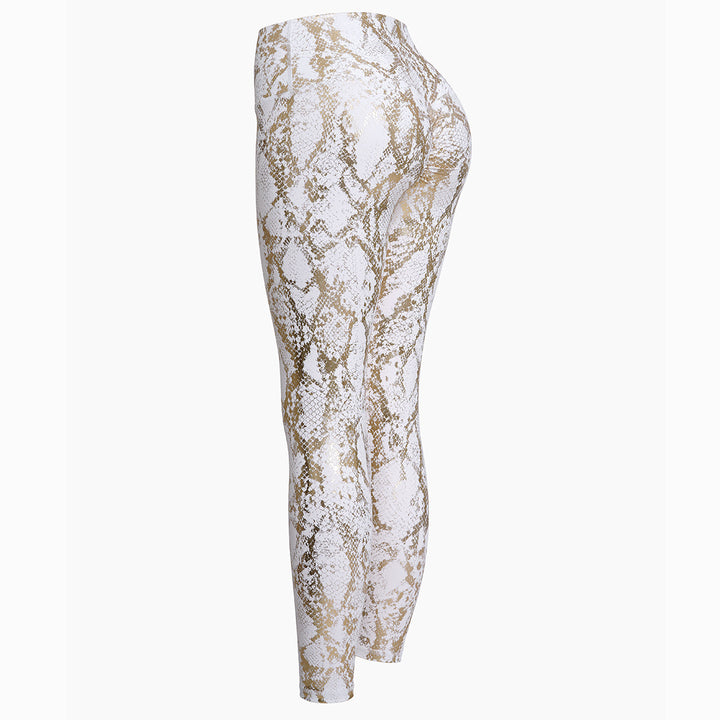 High-waisted snake print sport leggings for women Lune London
