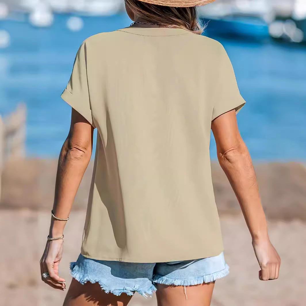 Women Leisure V Neck Blouse Lune London