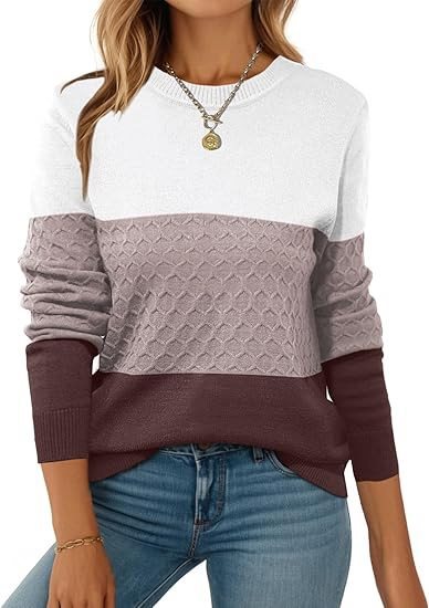 Fashionable structured sweater for women with contrasting color blocks Lune London