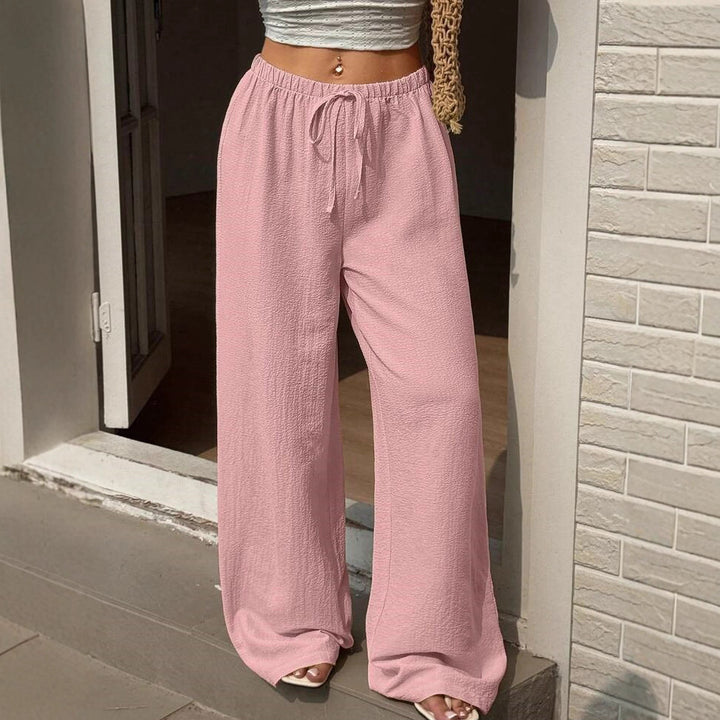 Wide Palazzo pants for women in lightweight and breathable material with elastic waistband Lune London