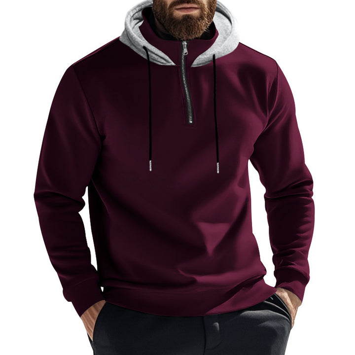 Men's sporty hoodie with half-zip and modern hood construction Lune London