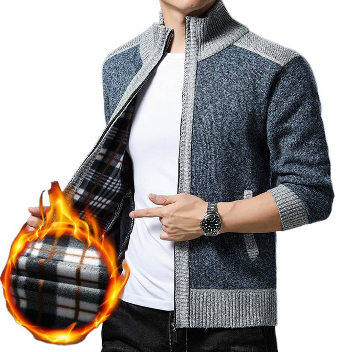 Men's knit jacket with high collar and practical pockets Lune London