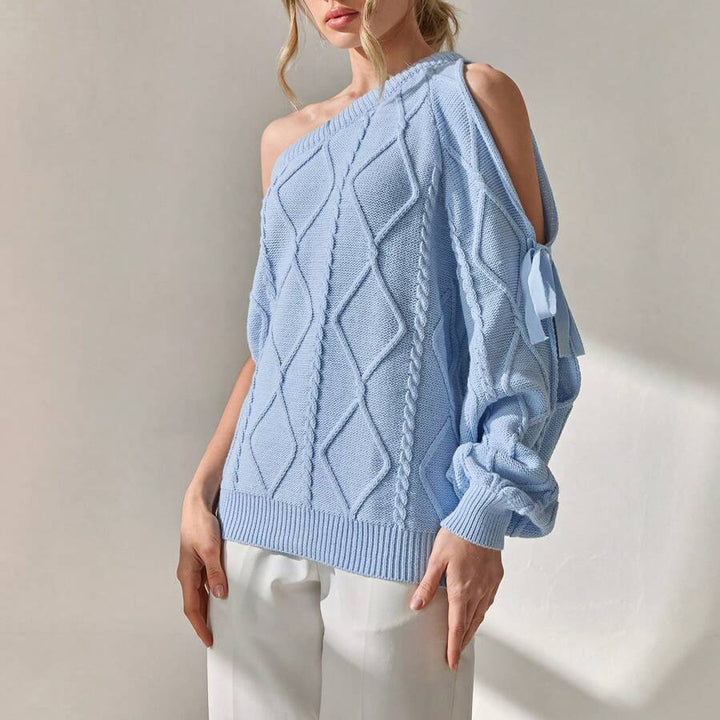 Knit sweater for women with asymmetrical cut-out details and an elegant ribbed design Lune London