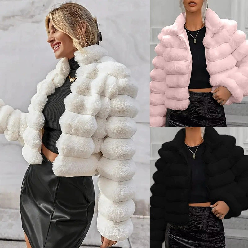 Sporty faux fur jacket for ladies with structured design Lune London