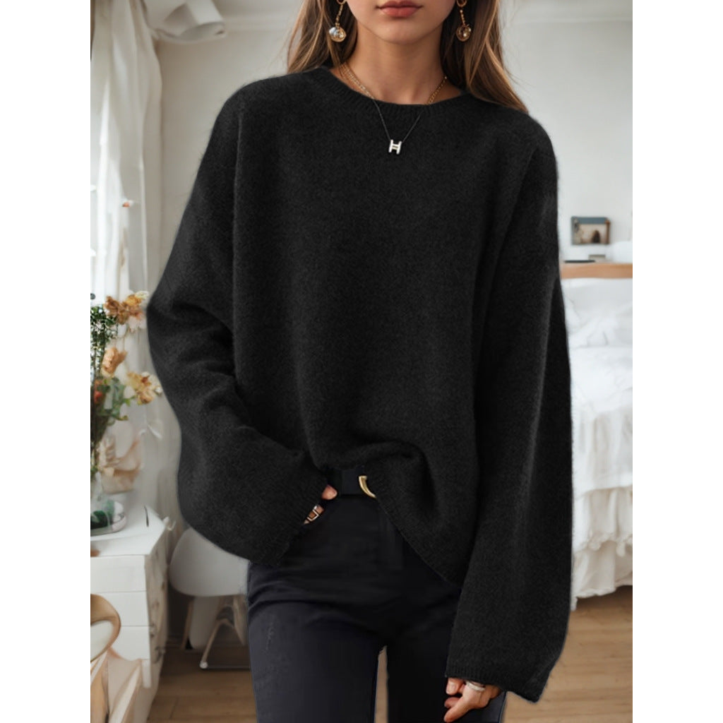 Ladies Comfortable Knit Sweater with Loose Fit and Wide Sleeves Lune London