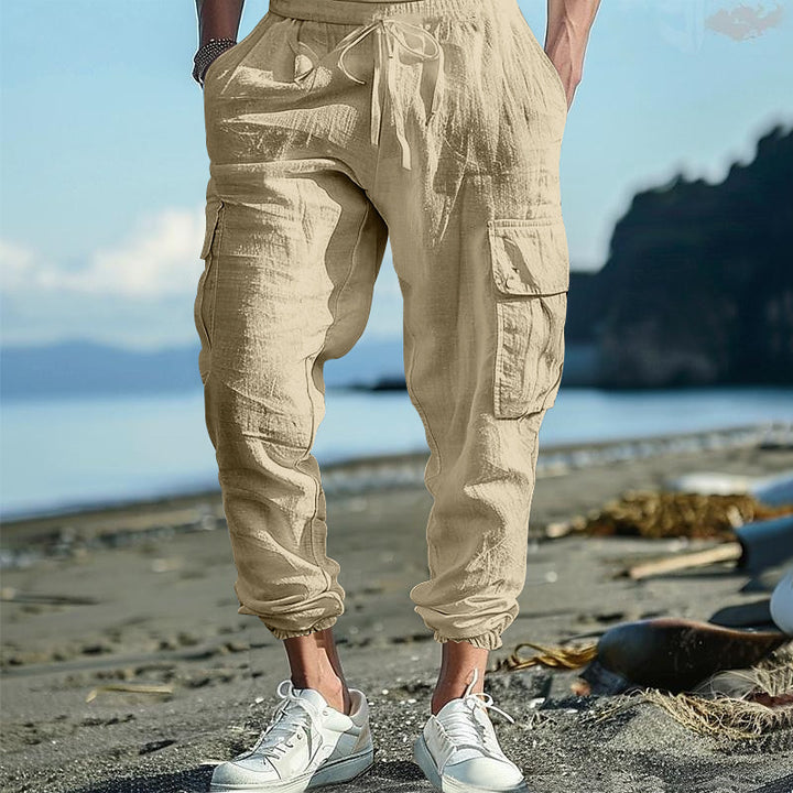Casual cargo pants for men with elastic waistband and practical side pockets Lune London