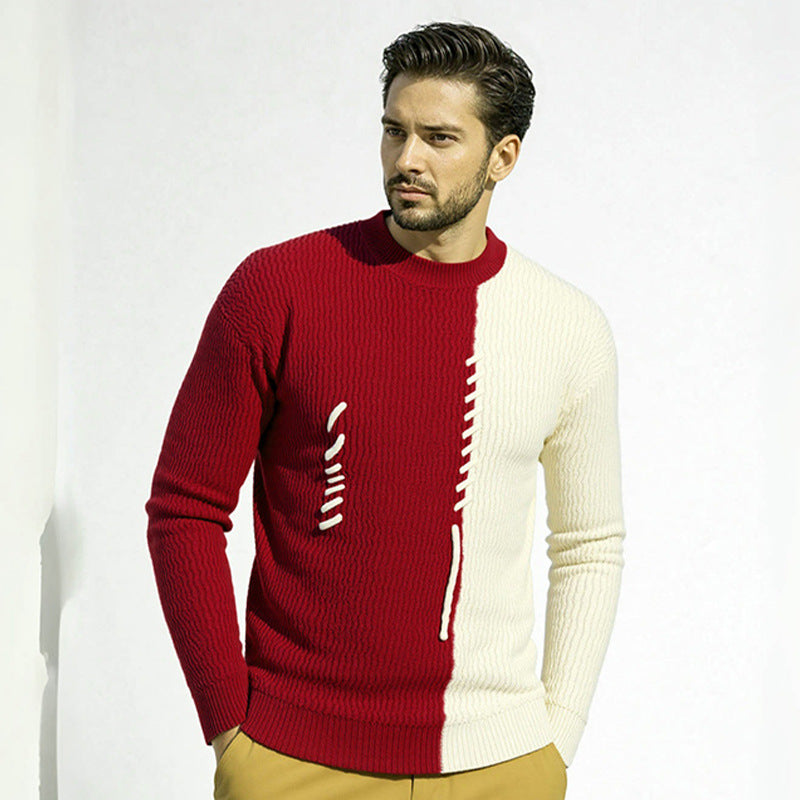 Men's knit sweater with modern structured design and contrasting patterns Lune London