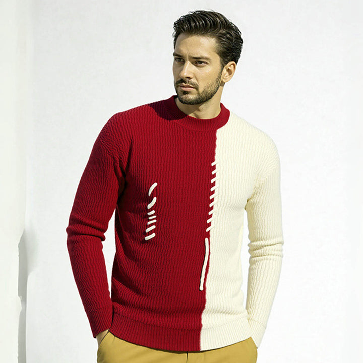 Men's knit sweater with modern structured design and contrasting patterns Lune London