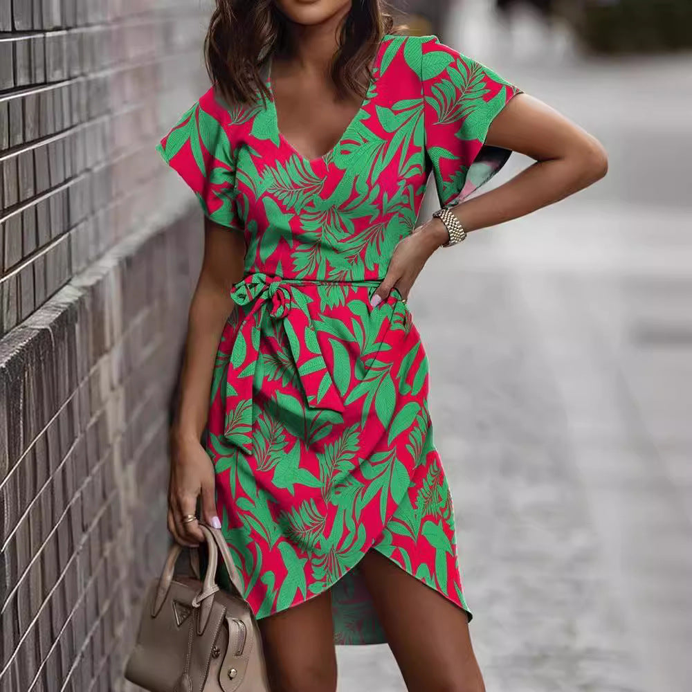 Robe portefeuille femme avec imprimé floral et nœud élégant Chic & Stil