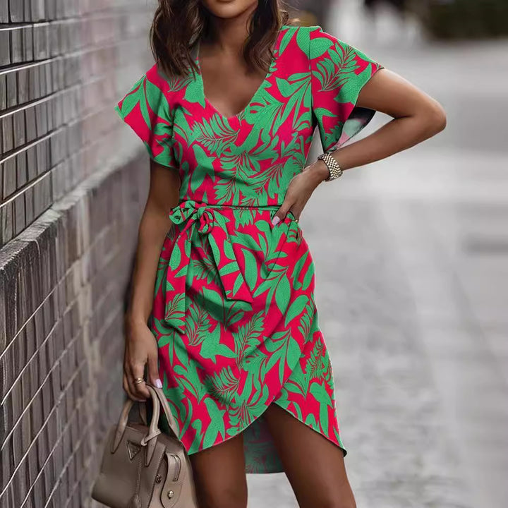 Robe portefeuille femme avec imprimé floral et nœud élégant Chic & Stil