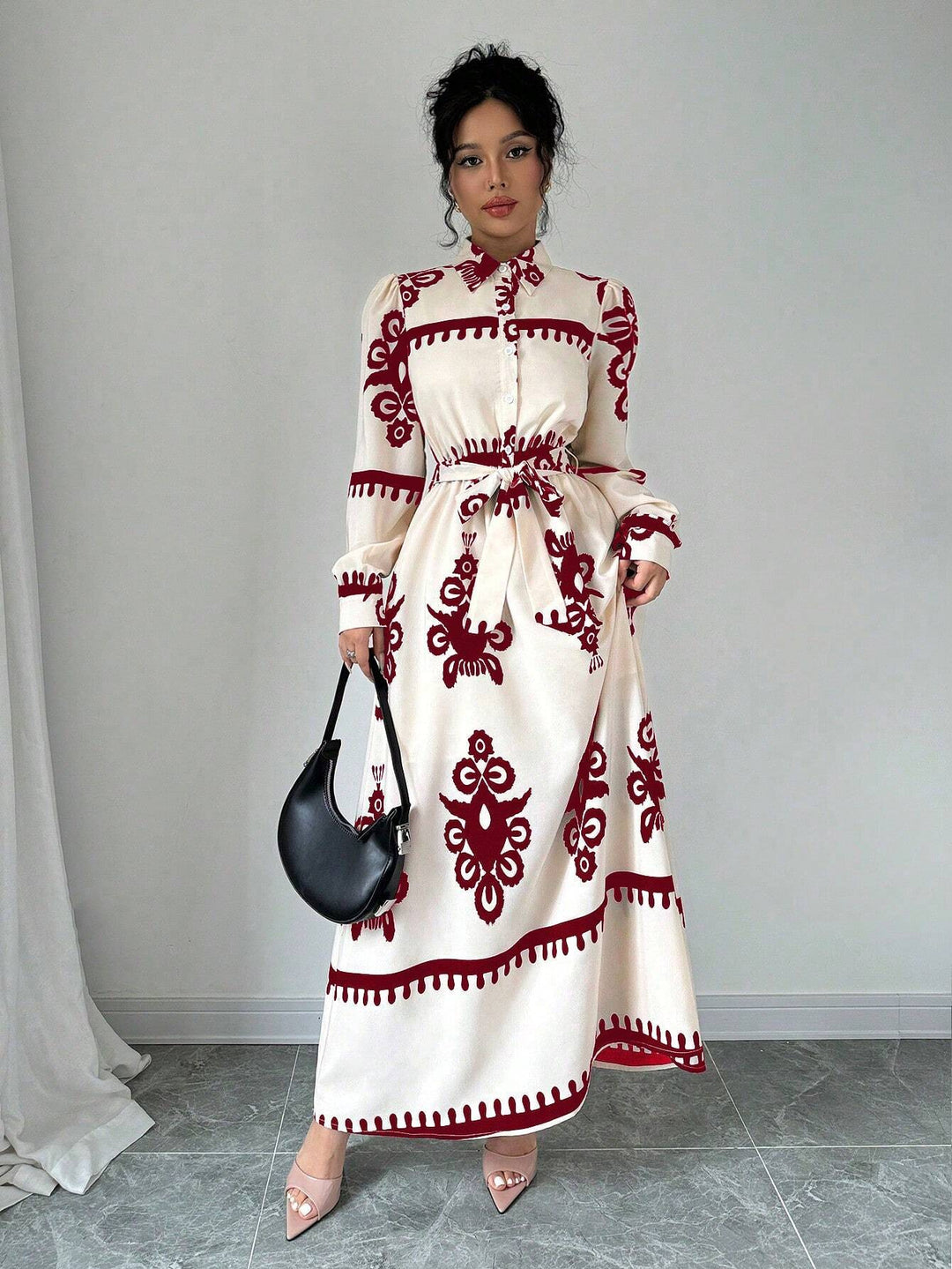 Maxi dress for women with vintage pattern Lune London