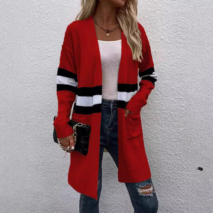 Knit jacket for women with modern stripes Chic und Stil