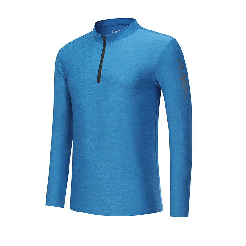 Men's functional T-shirt with modern high collar and sporty zipper Lune London
