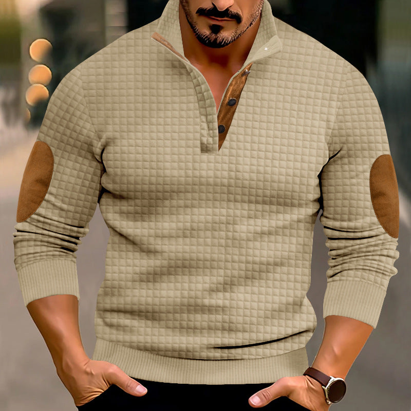 Men's sweater with high collar and contrasting leather details Lune London