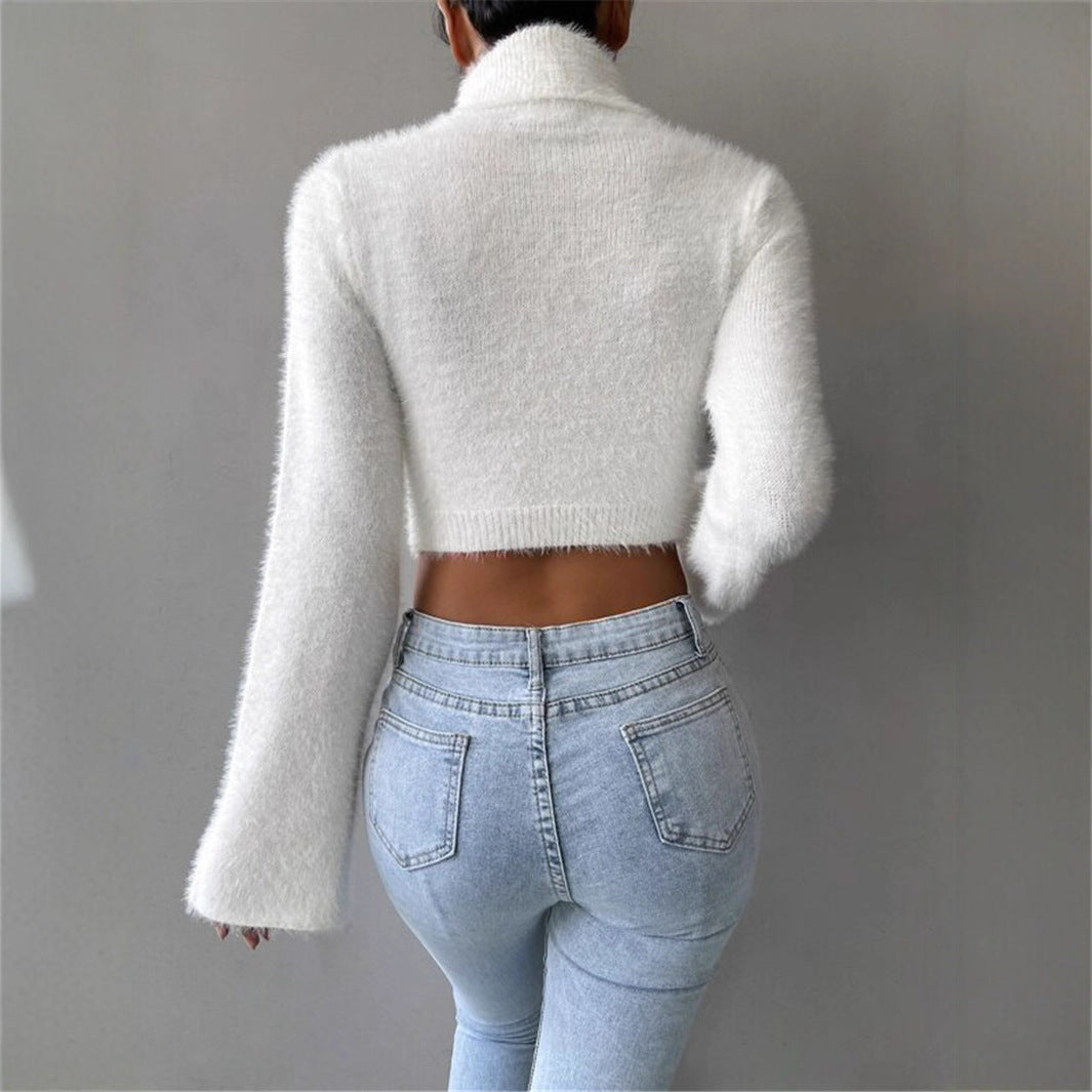 Ladies High Quality Knit Sweater with Wide Sleeves and Turtleneck Lune London