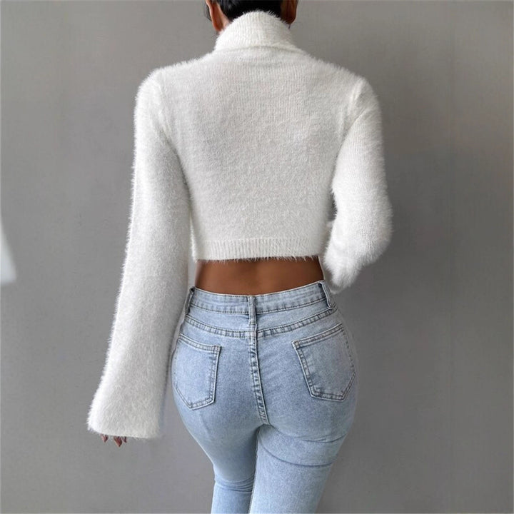 Ladies High Quality Knit Sweater with Wide Sleeves and Turtleneck Lune London