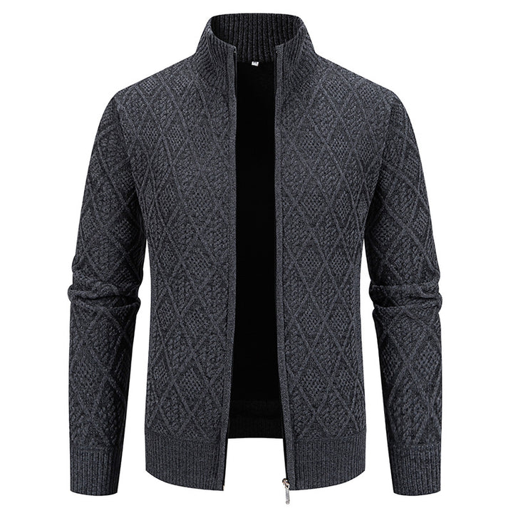Men's knitted jacket with structured design and high collar Lune London