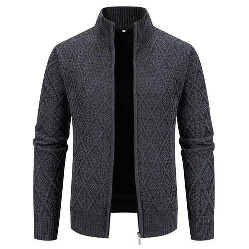 Men's knitted jacket with structured design and high collar Lune London