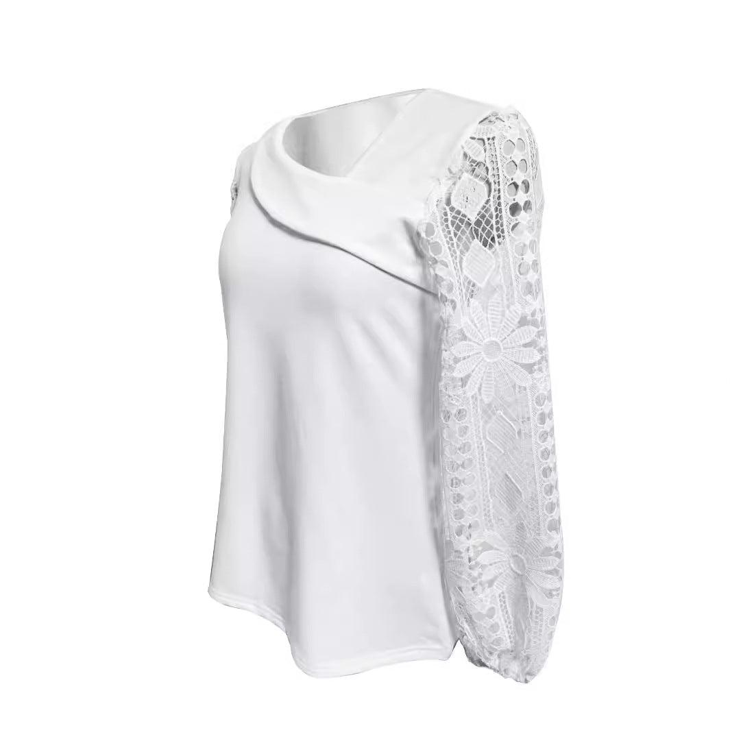 Blouse de créateur pour femmes avec inserts en dentelle et coupe élégante Chic & Stil