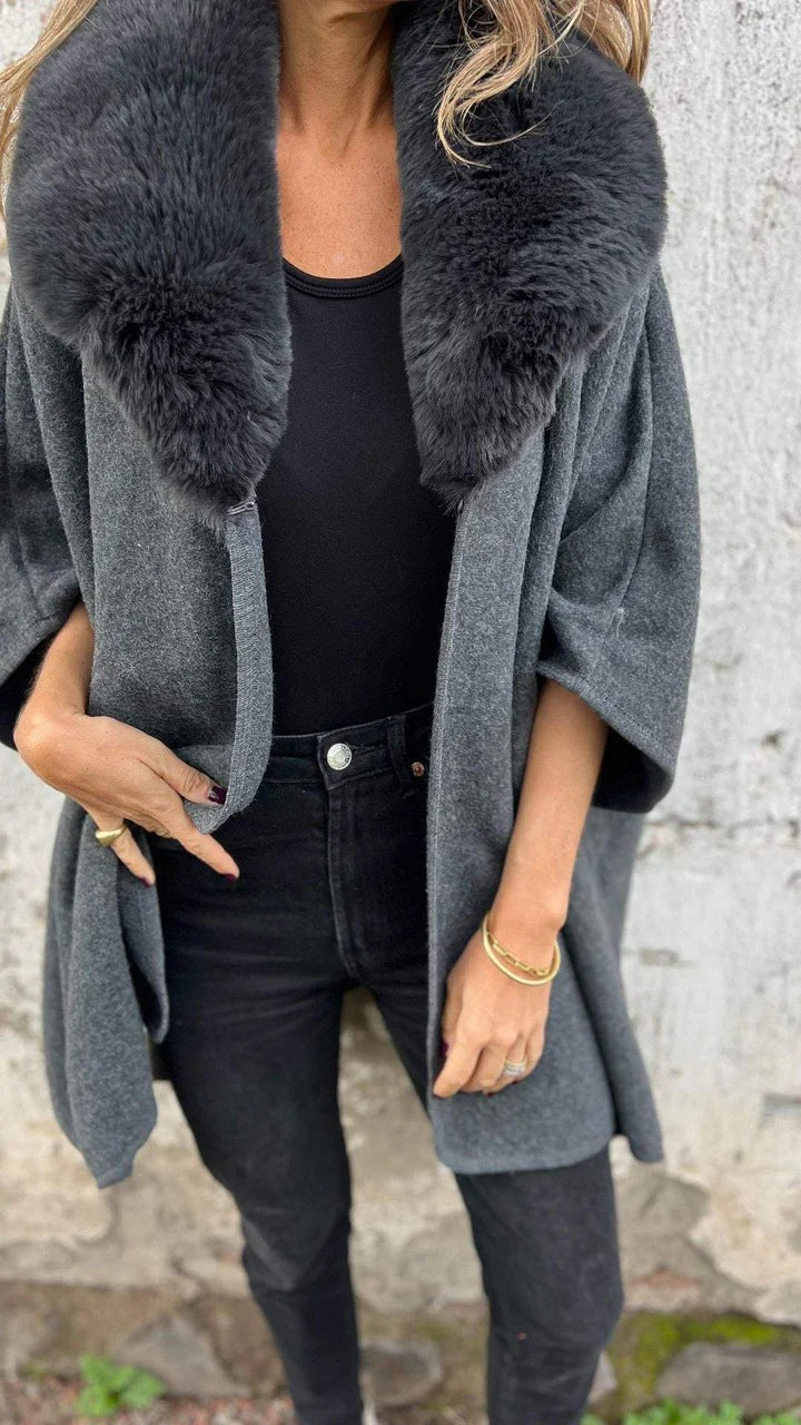 Women's hooded jacket with luxurious faux fur collar and modern cut Lune London