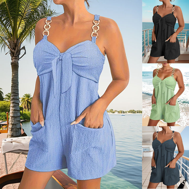 Leisure jumpsuit for women with decorative straps and practical pockets Lune London