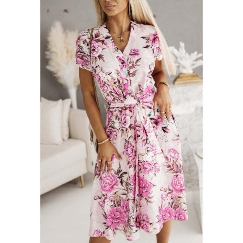 Ladies Elegant Floral Wrap Dress Lune London