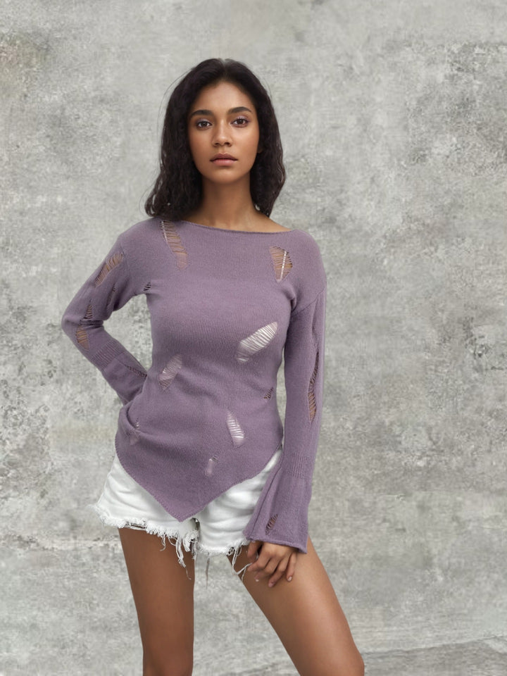 Women's knit sweater with discreet openwork pattern and relaxed fit Chic und Stil