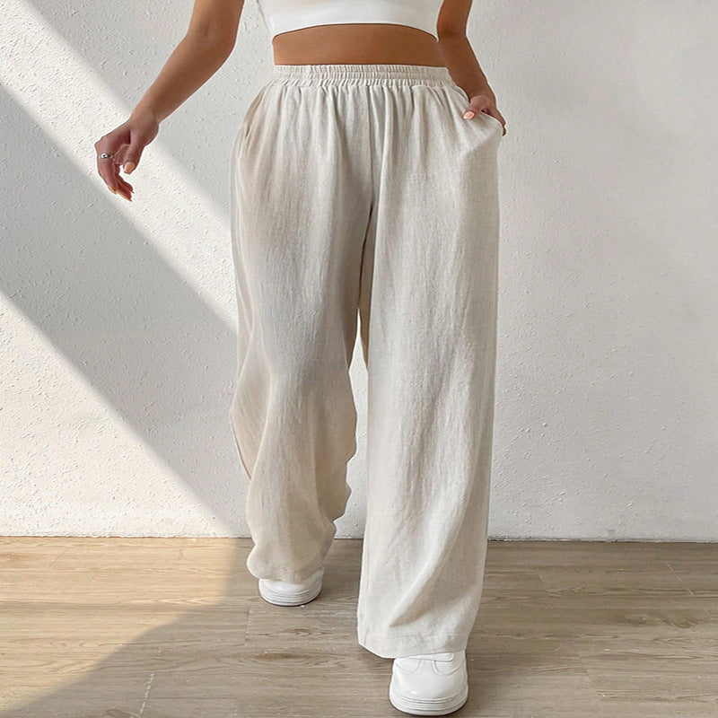 Loose leisure pants for women with elastic waistband and practical side pockets Lune London