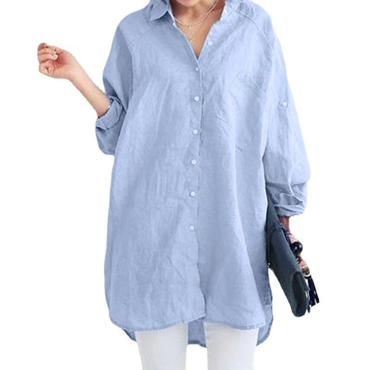 Ladies Oversized Linen Button-Up Tunic Lune London