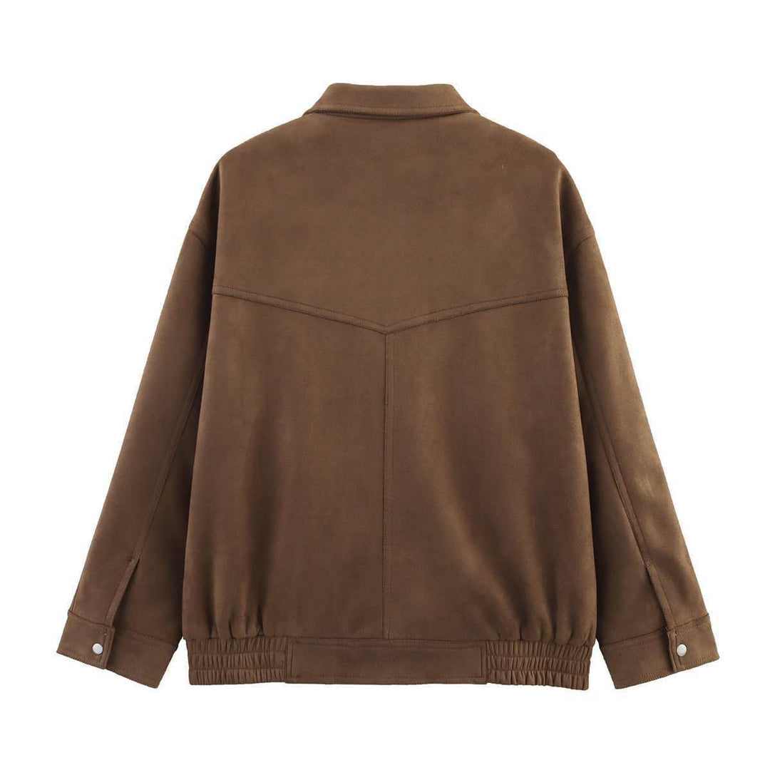 Casual oversized faux leather jacket for women with practical pockets Lune London