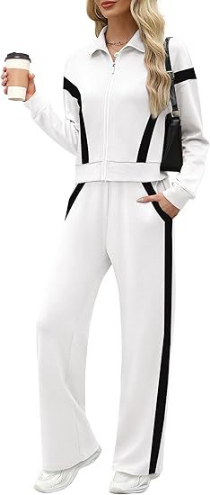 Dames Ensemble de loisir sportif avec motif à rayures à la mode Lune London